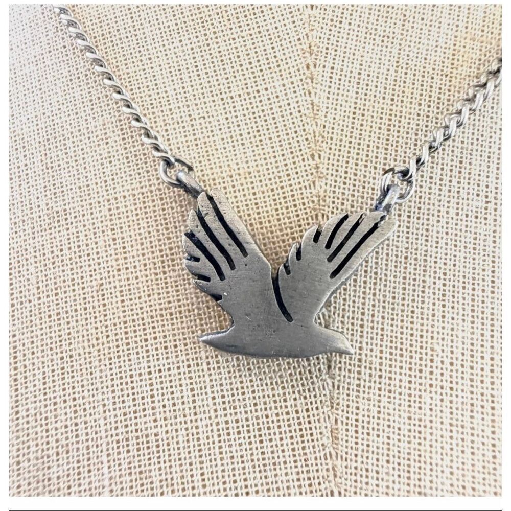 Vintage Taxco Mexico DBT Dove Bird Pendant Necklace